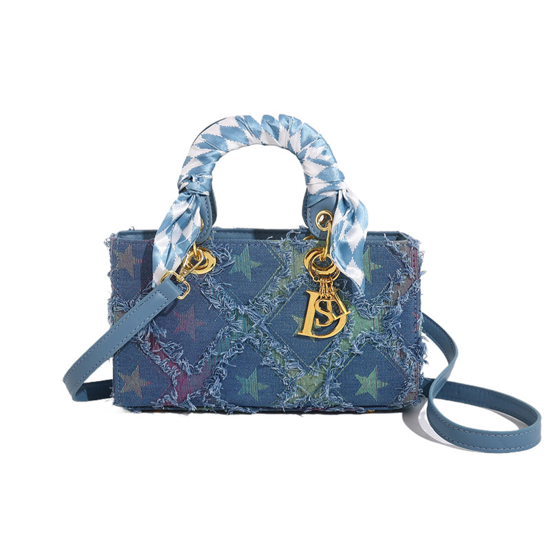 Platnena torbica sa zvjezdanim motivom, torba za rame i crossbody, vertikalni kvadratni oblik, zatvarač, unutarnji džepovi