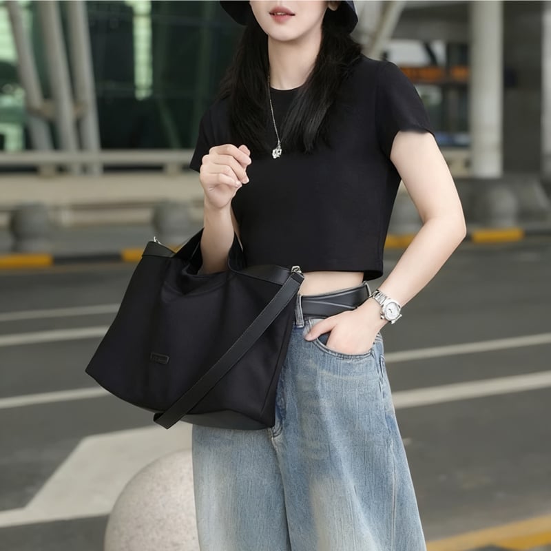 Platnena tote torba, velika kapaciteta, svakodnevna crossbody torba za žene, s džepom na zip i džepom za telefon, podstava od tkanine