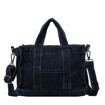 Crossbody torba od denima, gradski jednostavan stil, vodoravni kvadratni oblik, podstava od poliestera, džep za telefon