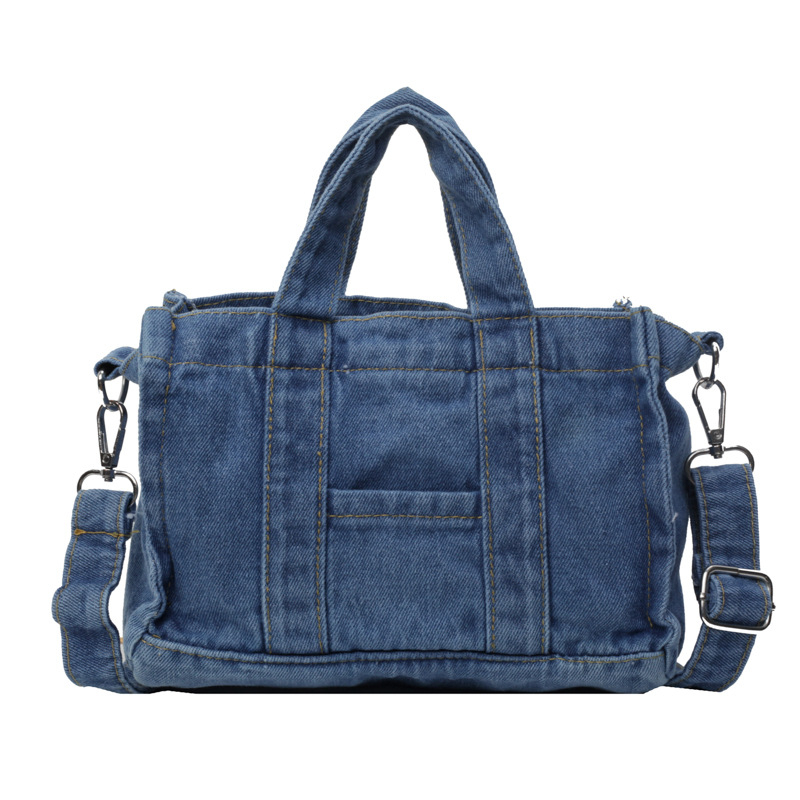 Crossbody torba od denima, gradski jednostavan stil, vodoravni kvadratni oblik, podstava od poliestera, džep za telefon