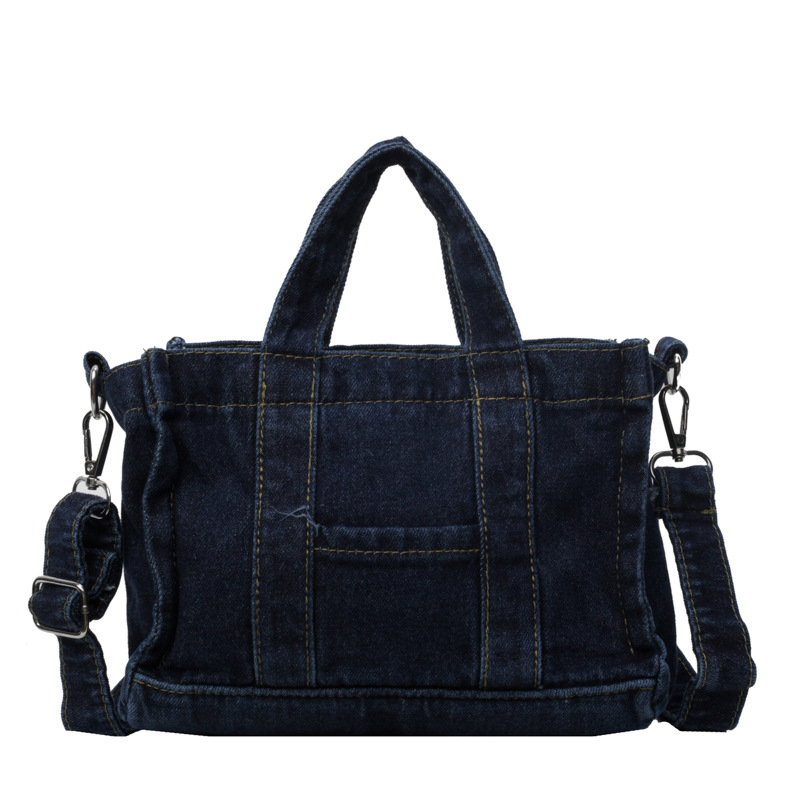 Crossbody torba od denima, gradski jednostavan stil, vodoravni kvadratni oblik, podstava od poliestera, džep za telefon