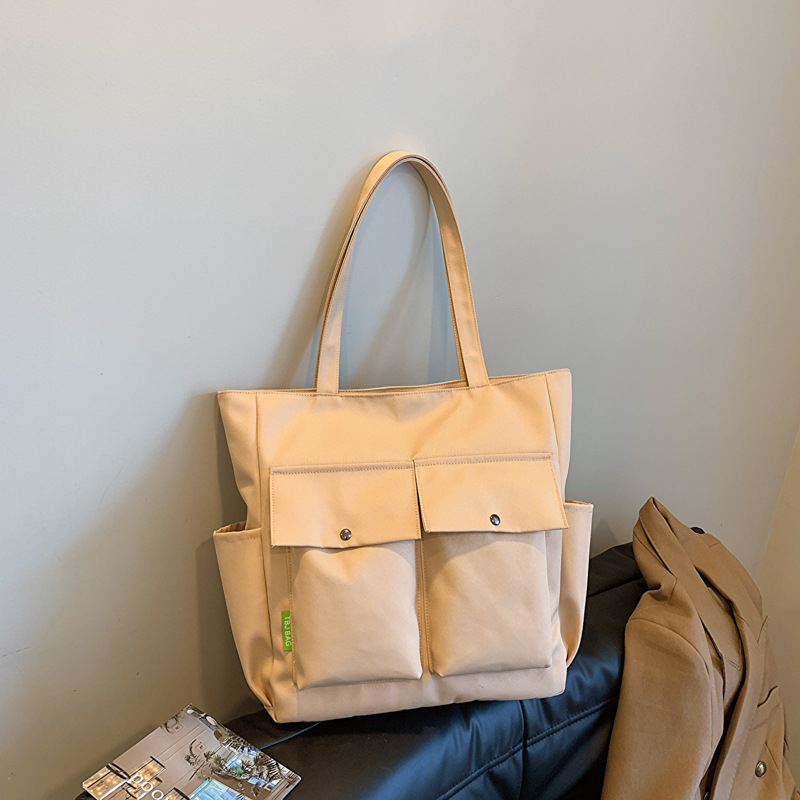 Geantă de mână casual pentru femei, tote din pânză cu fermoar, buzunare interioare pentru telefon și card de identitate, căptușeală poliester, formă verticală pătrată