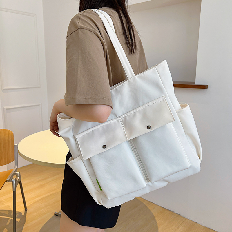 Geantă de mână casual pentru femei, tote din pânză cu fermoar, buzunare interioare pentru telefon și card de identitate, căptușeală poliester, formă verticală pătrată