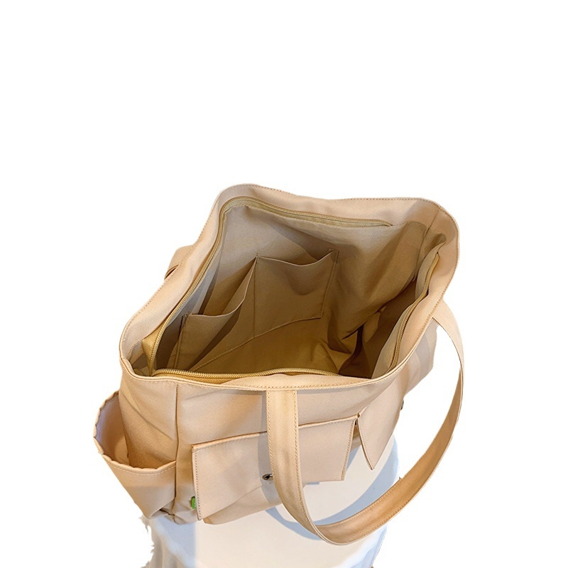 Geantă de mână casual pentru femei, tote din pânză cu fermoar, buzunare interioare pentru telefon și card de identitate, căptușeală poliester, formă verticală pătrată