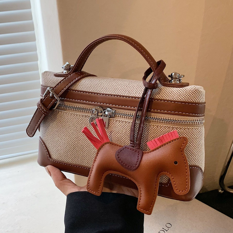 Geantă crossbody din PU – formă pătrată, stil urban minimalist, închidere cu fermoar, căptușeală poliester, cu o singură curea