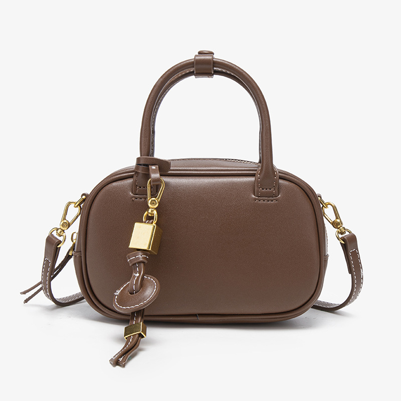 Geantă bowling din canvas, stil stradal, formă ovală, închidere cu fermoar, căptușeală poliester