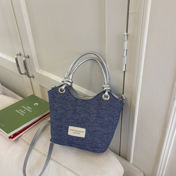 Geantă de tip găleată din pânză, stil coreean pentru femei, crossbody, închidere cu fermoar, buzunar pentru documente