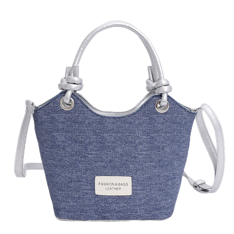 Geantă de tip găleată din pânză, stil coreean pentru femei, crossbody, închidere cu fermoar, buzunar pentru documente