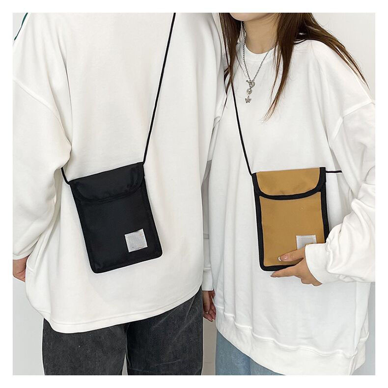 Geantă pentru telefonul mobil, pânză, MINI dimensiune, formă vertical pătrată, fermoar