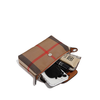 Dumpling-szerű táska fedéllel, vászonból, záródás fedéllel, poliészter-pamut bélés, rejtett cipzáras zseb