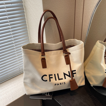 Geantă tote din Oxford, pentru femei, cu fermoar, formă orizontală pătrată și căptușeală din poliester