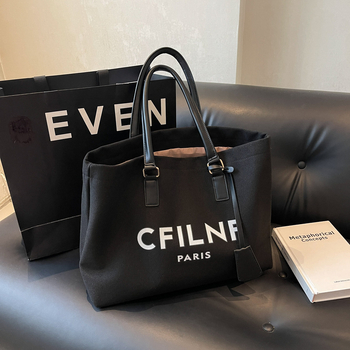 Geantă tote din Oxford, pentru femei, cu fermoar, formă orizontală pătrată și căptușeală din poliester