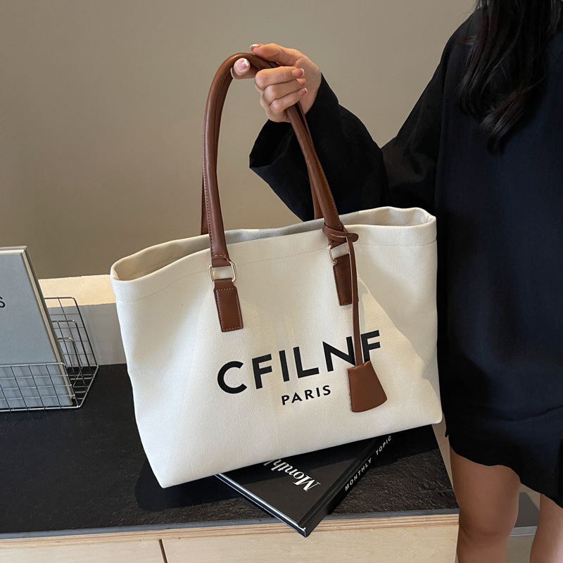 Geantă tote din Oxford, pentru femei, cu fermoar, formă orizontală pătrată și căptușeală din poliester