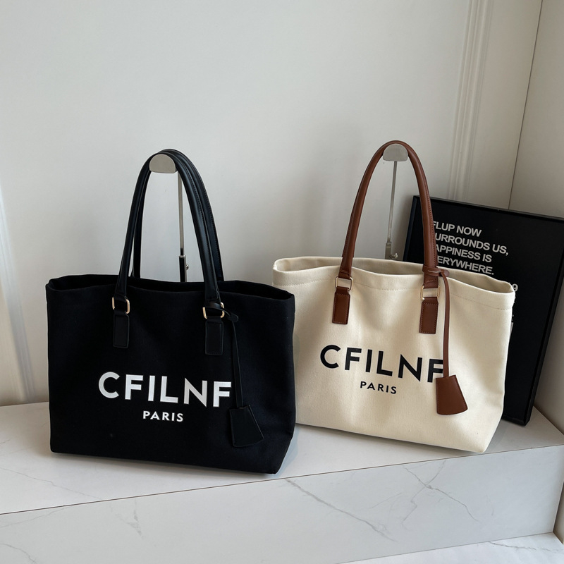 Geantă tote din Oxford, pentru femei, cu fermoar, formă orizontală pătrată și căptușeală din poliester