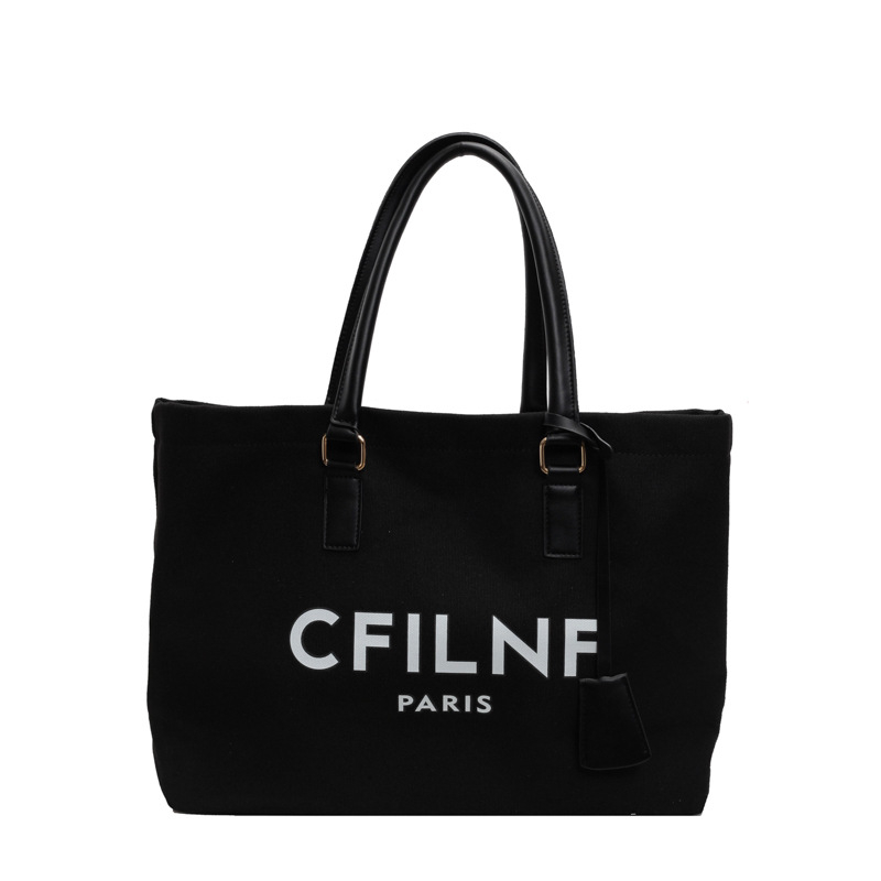 Geantă tote din Oxford, pentru femei, cu fermoar, formă orizontală pătrată și căptușeală din poliester