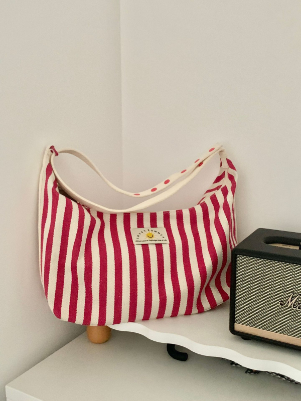 Geantă de umăr în stil Hong Kong, din pânză, capacitate mare, închidere magnetică