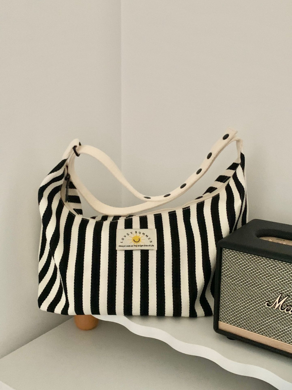 Geantă de umăr în stil Hong Kong, din pânză, capacitate mare, închidere magnetică