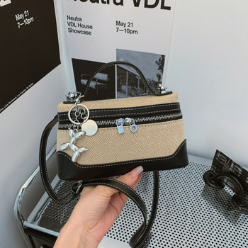 Geantă Hongsen PU Box — Geantă de mână urban minimalistă, formă pătrată orizontală, închidere cu fermoar