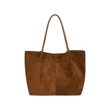 Geantă Tote din velur de piele de căprioară, stil urban, formă orizontală pătrată, închidere magnetică, buzunar pentru telefon