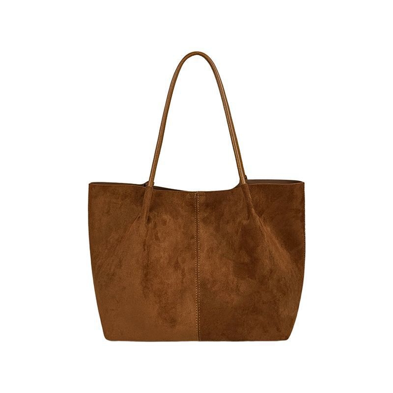 Geantă Tote din velur de piele de căprioară, stil urban, formă orizontală pătrată, închidere magnetică, buzunar pentru telefon