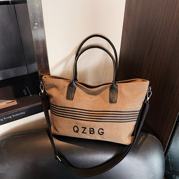 Geantă Tote din canvas PU, stil minimalist-luxos, formă orizontală pătrată, fermoar, buzunar intern pentru telefon, curea pe umăr, Vara 2025