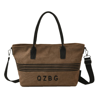 Geantă Tote din canvas PU, stil minimalist-luxos, formă orizontală pătrată, fermoar, buzunar intern pentru telefon, curea pe umăr, Vara 2025