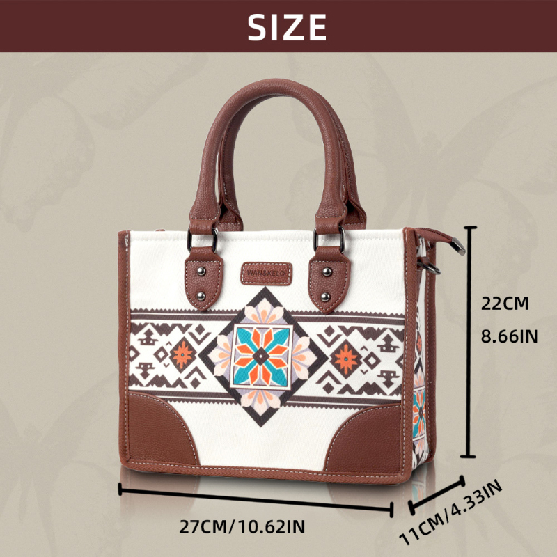 Platnena Tote torba u boho etničkom stilu s vintage izgledom; zatvarač na zip; podstava od poliester; vodoravni kvadratni oblik; unutarnja zip torba i džep za identifikaciju.