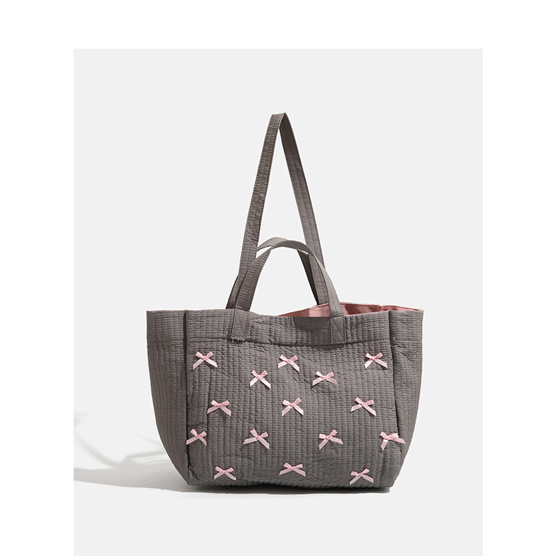 Torba za rame s mašnicom, platnena bucket torba, gradski stil, proljeće 2024, CDIWRI&KARI