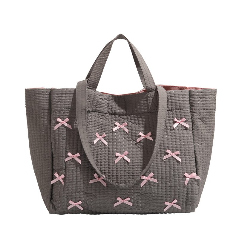 Torba za rame s mašnicom, platnena bucket torba, gradski stil, proljeće 2024, CDIWRI&KARI