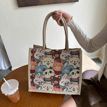 Vászon válltáska nagy kapacitású, vízszintes négyzet alakú forma, mágneszár és azonosító zseb