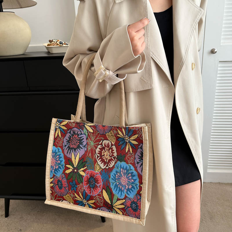 Vászon válltáska nagy kapacitású, vízszintes négyzet alakú forma, mágneszár és azonosító zseb