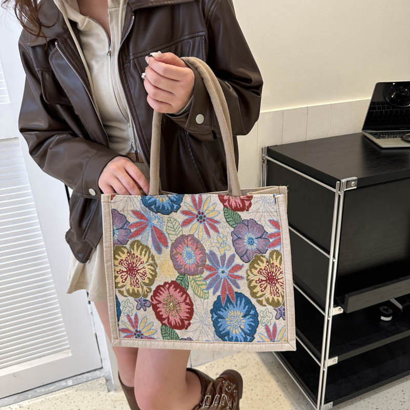 Vászon válltáska nagy kapacitású, vízszintes négyzet alakú forma, mágneszár és azonosító zseb