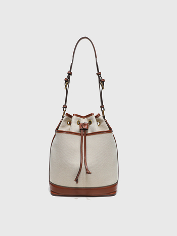 Bucket torba od platna s vezicom za zatvaranje, unutarnji džep za telefon, poliesterska podstava, dimenzije 25×13×29 cm, street fashion, korejski retro stil