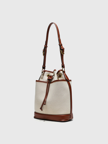 Bucket torba od platna s vezicom za zatvaranje, unutarnji džep za telefon, poliesterska podstava, dimenzije 25×13×29 cm, street fashion, korejski retro stil