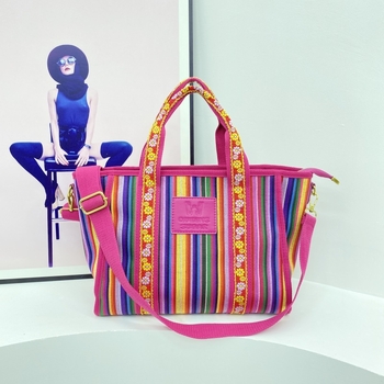 Torba tote s prugastim uzorkom u korejskom stilu, velika zapremina, za svakodnevno i putno korištenje, preko ramena ili kao crossbody. Materijal: platno; Zatvaranje: zatvarač; Podstava: poliester; Unutarnja džep za mobitel.