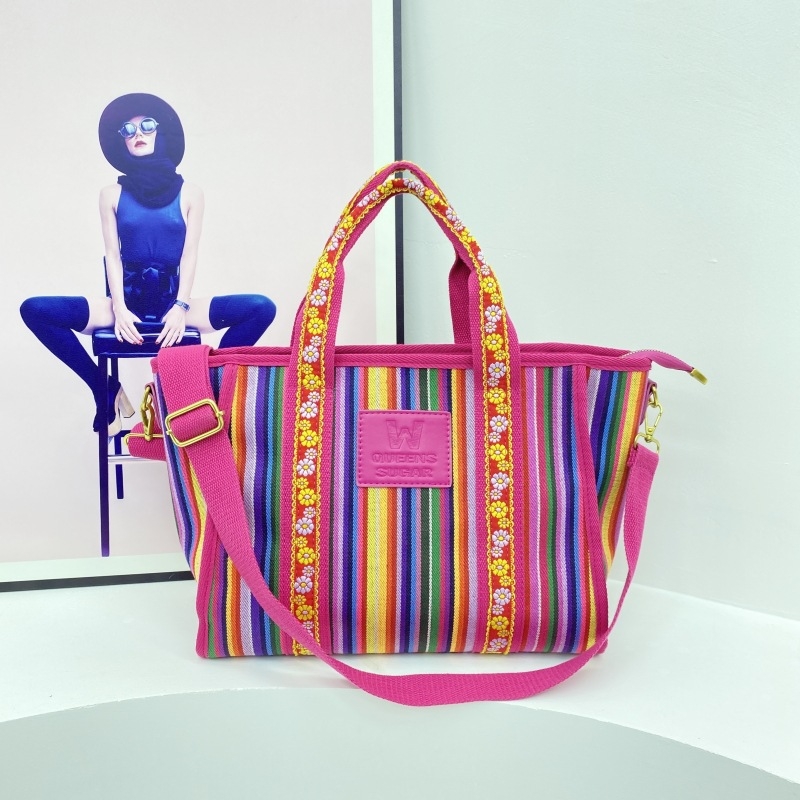 Torba tote s prugastim uzorkom u korejskom stilu, velika zapremina, za svakodnevno i putno korištenje, preko ramena ili kao crossbody. Materijal: platno; Zatvaranje: zatvarač; Podstava: poliester; Unutarnja džep za mobitel.