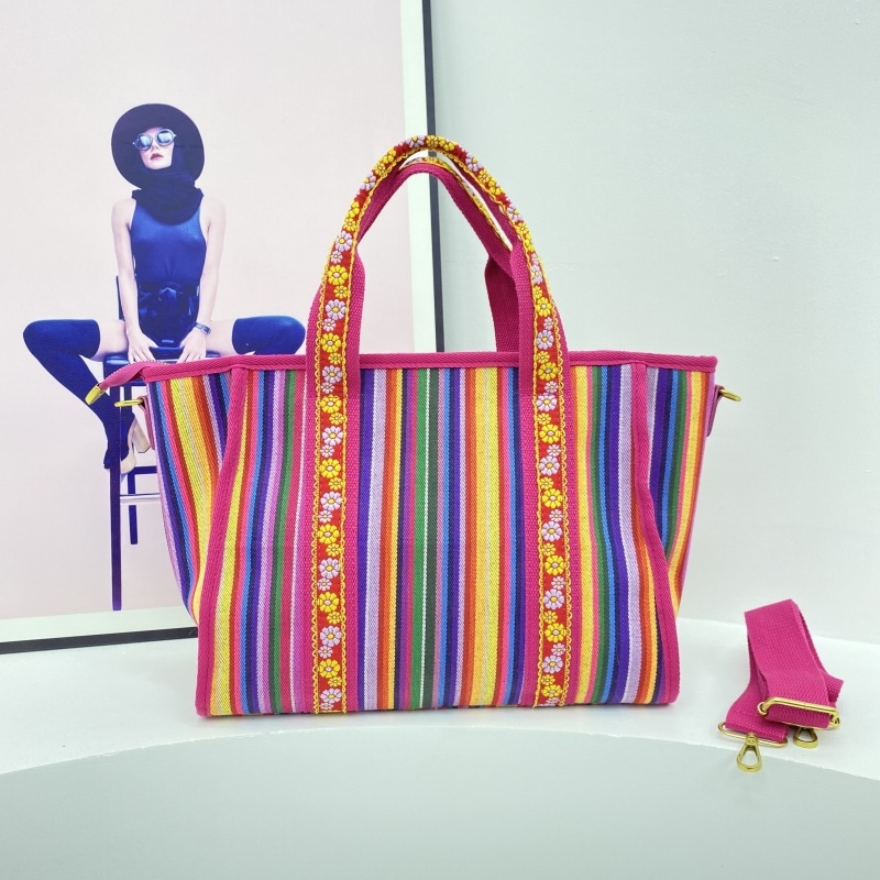 Torba tote s prugastim uzorkom u korejskom stilu, velika zapremina, za svakodnevno i putno korištenje, preko ramena ili kao crossbody. Materijal: platno; Zatvaranje: zatvarač; Podstava: poliester; Unutarnja džep za mobitel.