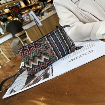 Retro etnička crossbody torbica, platno, horizontalni kvadratni oblik, zatvarač, unutarnji pretinci: pretinac sa zatvaračem, pretinac za telefon, pretinac za identifikaciju
