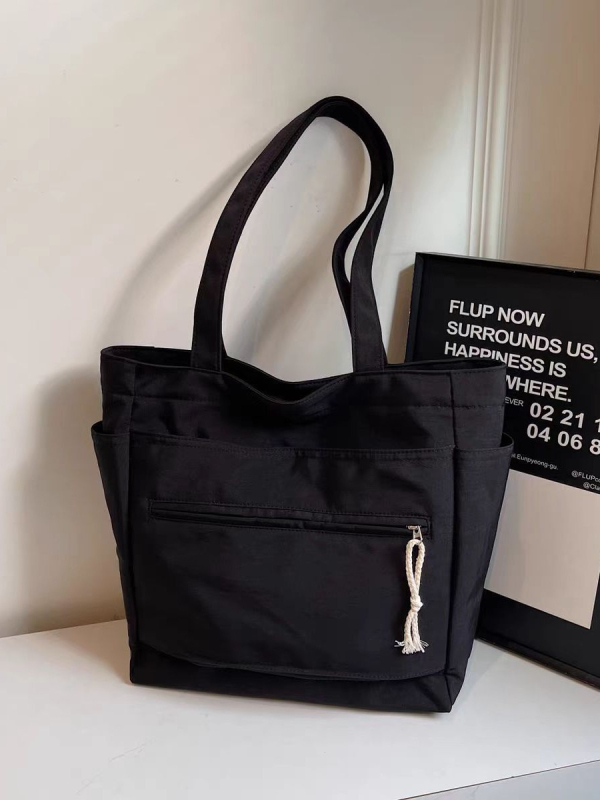 Ženska nylon tote torba - Ulični stil, mekani 3D silueta, zatvaranje na zip, unutarnja džep sa zipom i džep za telefon, podstava od poliestera, dvostruke naramenice