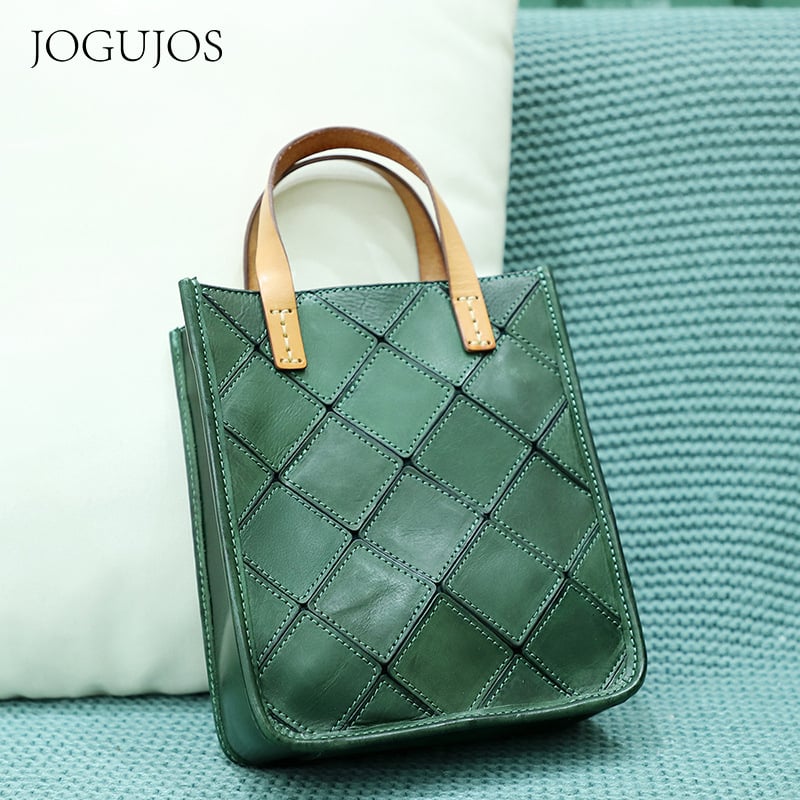 JOGUJOS Princess Series Ženska crossbody torbica – od prave kože, gornji sloj goveđe kože, uspravni kvadratni oblik, podstava od platna, džep na zip, džep za telefon i ID
