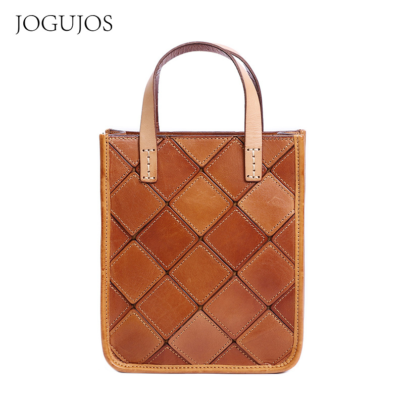 JOGUJOS Princess Series Ženska crossbody torbica – od prave kože, gornji sloj goveđe kože, uspravni kvadratni oblik, podstava od platna, džep na zip, džep za telefon i ID