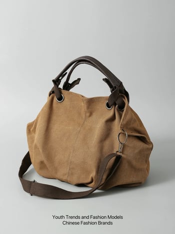 Platnena tote torba, gradski stil, horizontalni kvadratni oblik, zatvarač, džep sa zatvaračem