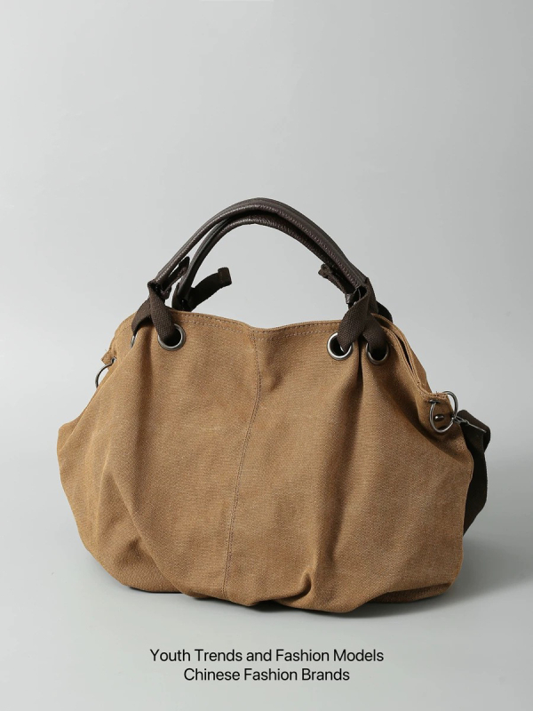 Platnena tote torba, gradski stil, horizontalni kvadratni oblik, zatvarač, džep sa zatvaračem