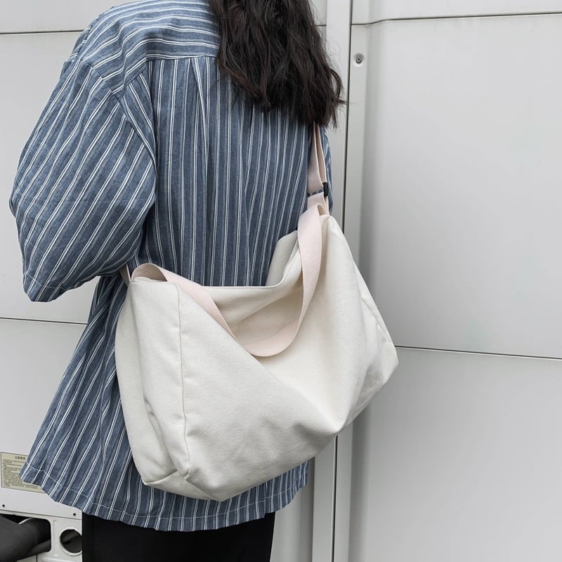 Platnena torba preko ramena – Messenger stil, zatvarač, poliester podstava, vodoravni kvadratni oblik