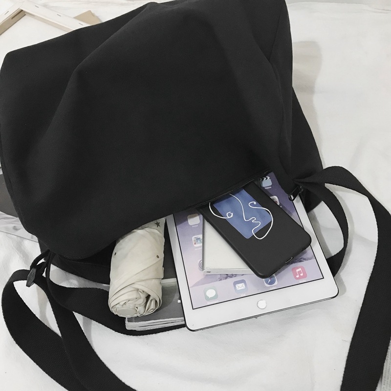 Platnena torba preko ramena – Messenger stil, zatvarač, poliester podstava, vodoravni kvadratni oblik