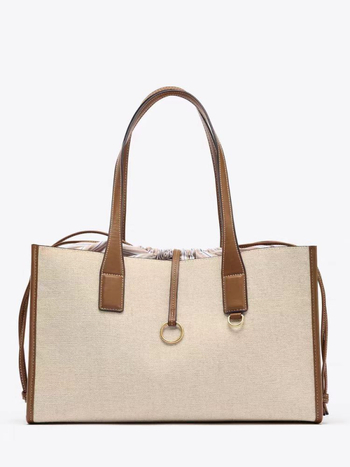 Ženska tote torba u urbanom minimalističkom stilu, sintetička koža, horizontalni kvadratni oblik, zatvarač, crossbody remen, džep za telefon