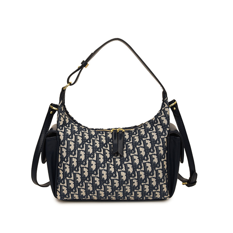 Damska torbica za rame u urbanoj jednostavnosti, platno, crossbody, zatvarač