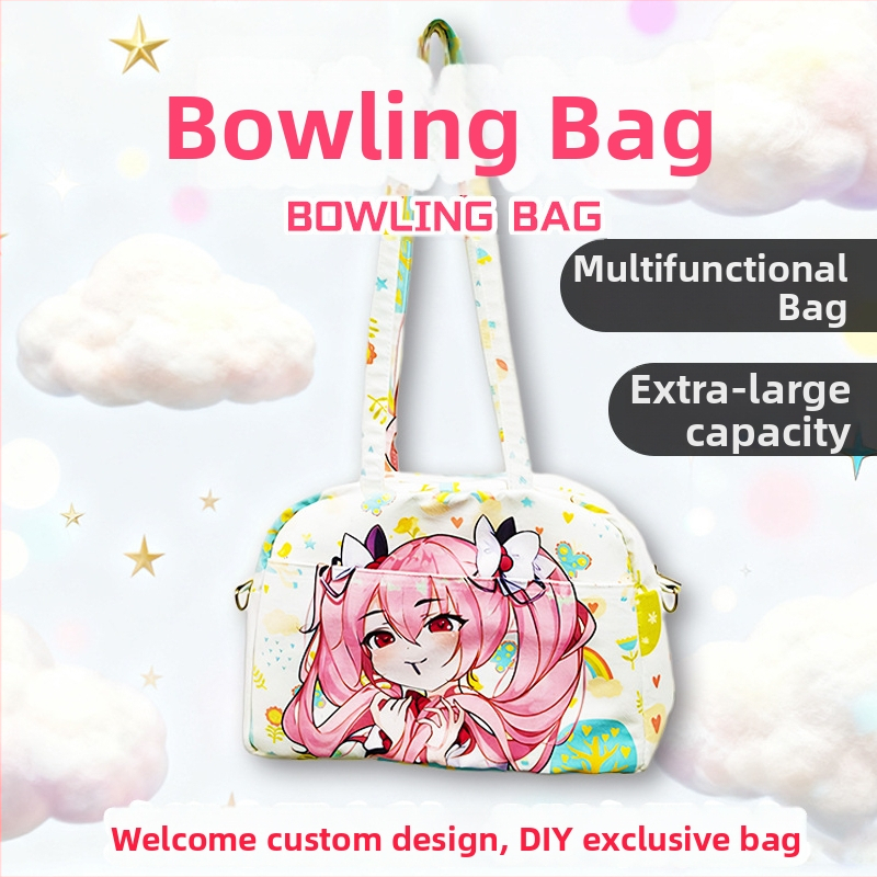 Jacquardový plátený crossbody taška, detský karikatúrny štýl, horizontálny štvorcový tvar, zipsové otvorenie, laminovaná vnútorná kapsa