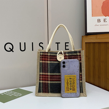 Little elite geantă de damă din pânză, pentru mers la birou, formă orizontală pătrată, deschidere cu cârlig