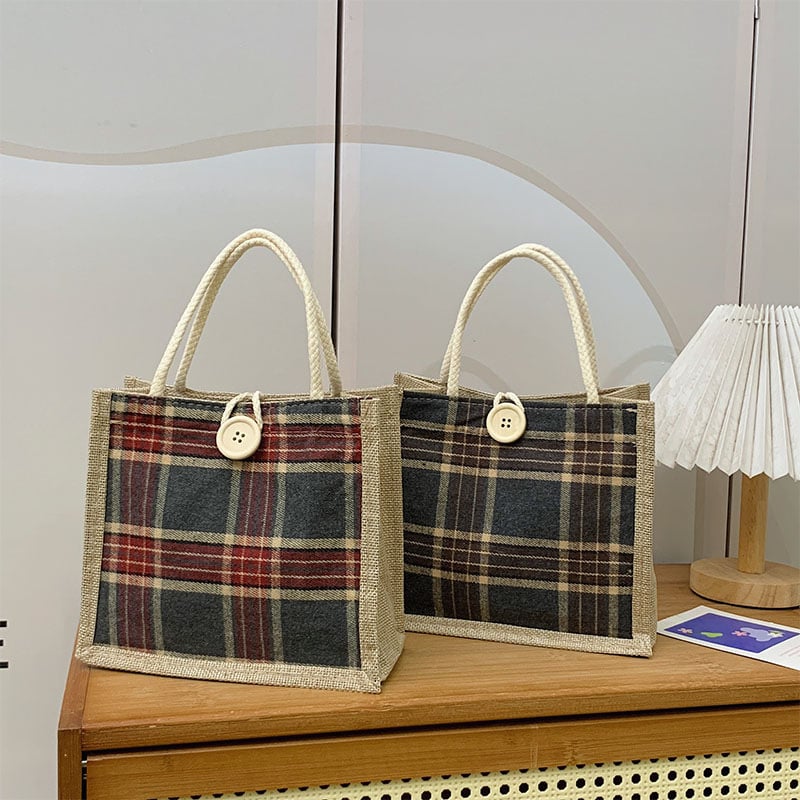 Little elite geantă de damă din pânză, pentru mers la birou, formă orizontală pătrată, deschidere cu cârlig